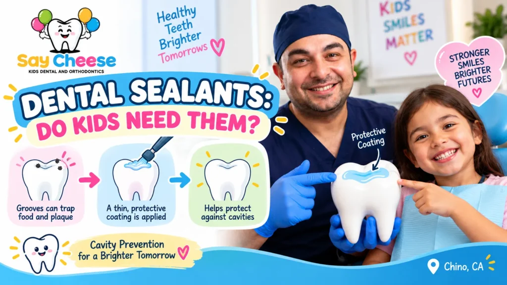 Do kids need dental sealants - grooves trap food, protective coating, cavity protection